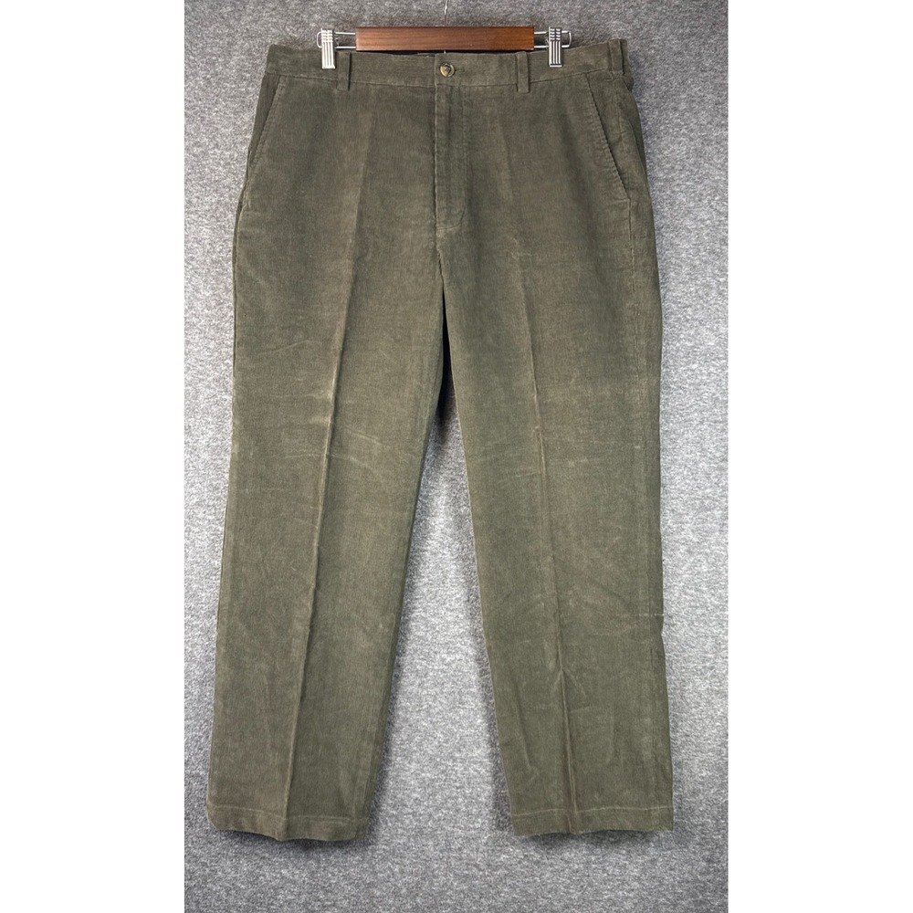 Brooks Brothers 346 Corduroy Pants Men Size 37 Olive Green Cotton Pleat Academia